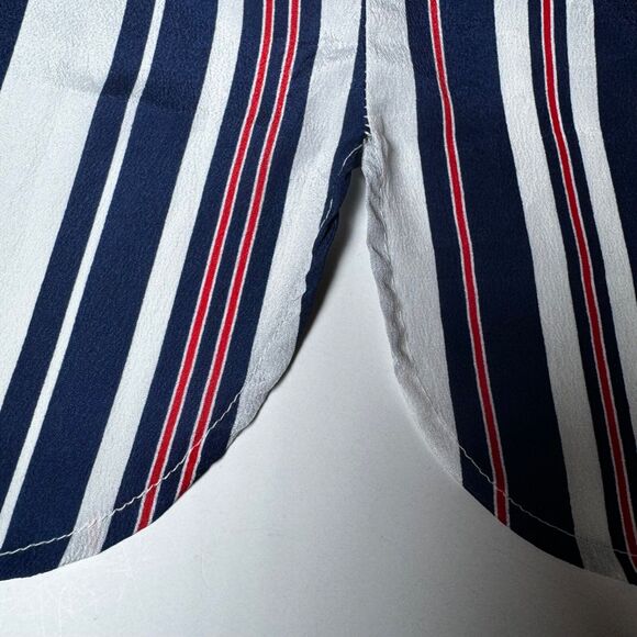 Vintage Evan Picone Neck Bow Blouse Womens 14 Striped Blue Red White Union Made - Picture 10 of 14